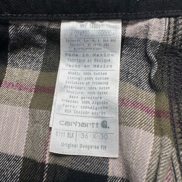 Carhartt | Men | Black Heavyweight Lined Cotton Canvas Carpenter Jeans | 36x30 - Picture 6 of 12